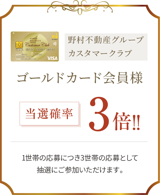 野村不動産グループカスタマークラブゴールド会員様 当選確率3倍!!